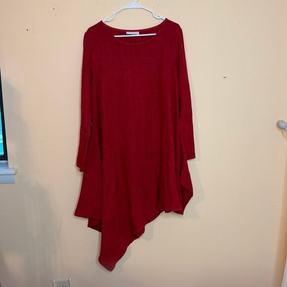 Bryn Walker - Nada Asymmetrical 100% Linen Tunic Halo Womens size small red - Picture 1 of 5